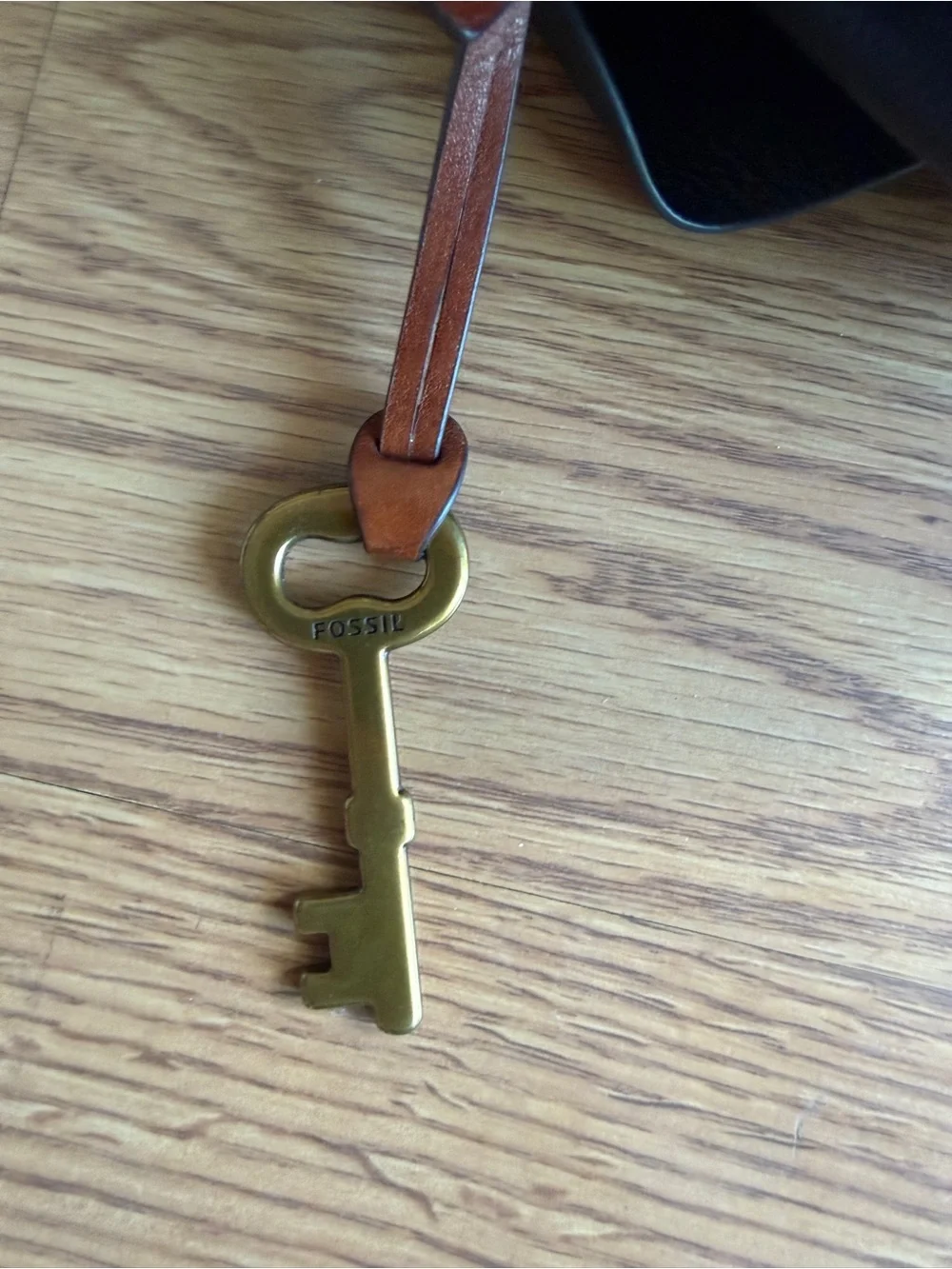 Fossil Black Soft Leather Crossbody Bag Gold Key Charm